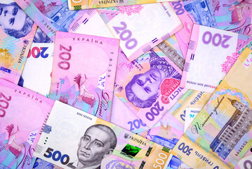 Obraz premium wallpaper ukrainian hryvnia closeup top view