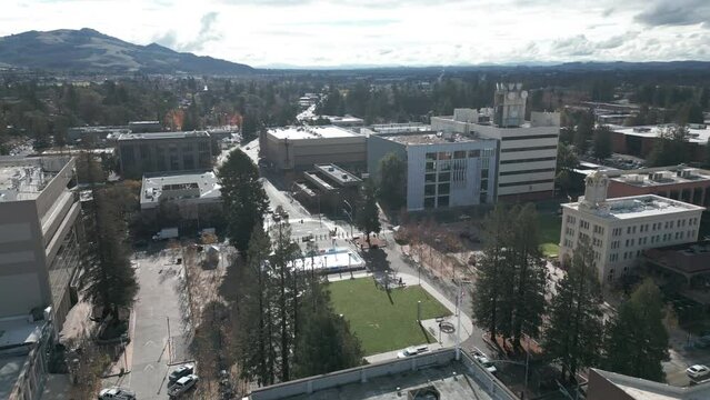 Flying Counter Clockwise Around Courthouse Square In Santa Rosa CA