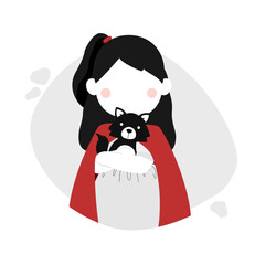 Little Red Riding Hood Holding The Wolf Doll.