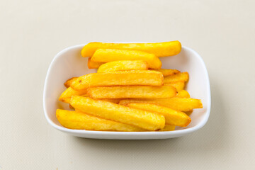 French fries Snack food crispy potato . Fast food or  snacks concept. Patates cips.