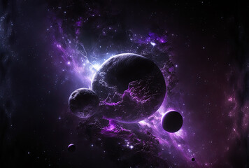 Fototapeta na wymiar Purple cosmological wallpaper. Generative AI