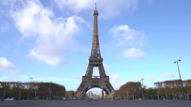 Eiffel Tower From Champ de Mars In Paris on a Suny Day - Static