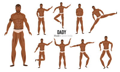 underwear man character pose vector design with movable pose character
