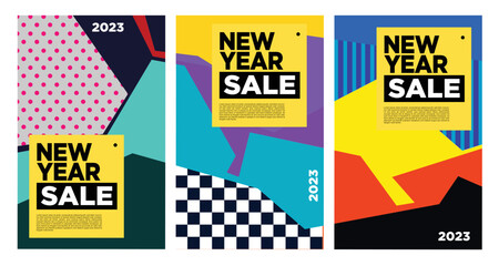 Vector New Year Sale 2023 with colorful abstract background for banner advertising