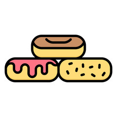 Illustration of  Three Piece of Donut with Topping design Icon