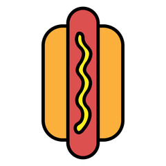 Illustration of Hot Dog with Mustard Topping design Icon