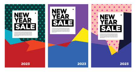 Vector New Year Sale 2023 with colorful abstract background for banner advertising