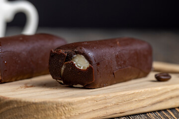 Sweet curd cheese made from milk with milk chocolate
