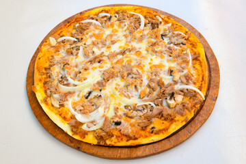 Delicious mixed pizza with rich content. Menu concept of choice and diversity. Karisik pizza