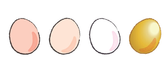 たまご　金のたまご　白い卵　茶色のタマゴ