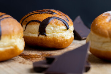 Yeast Sweet Donuts with Chocolate Filling