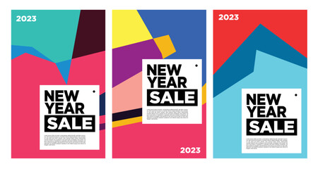 Vector New Year Sale 2023 with colorful abstract background for banner advertising