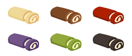 different roll cake flavor set