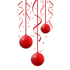 Red Christmas Balls With Ribbon Clipart PNG