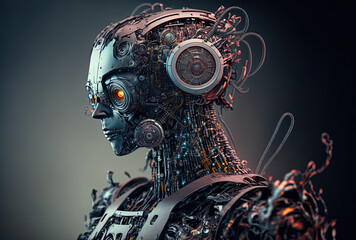 Innovative artificial intelligence (AI) technology idea for futuristic robots. Generative AI