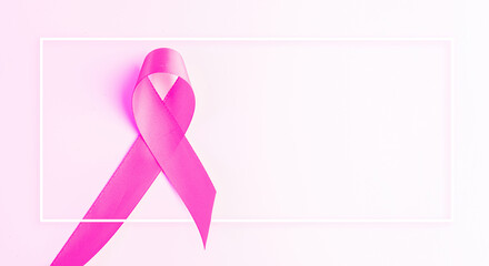 Cancer awareness. Health care symbol pink ribbon on white background. Breast woman support concept....