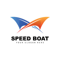 Speed Boat Logo, Fast Cargo Ship Vector, Sailboat, Design For Ship Manufacturing Company, Waterway Shipping, Marine Vehicles, Transportation