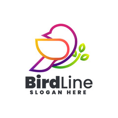 Fototapeta na wymiar Vector Logo Illustration Gradient Bird Line Art Style.