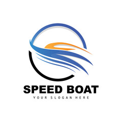 Speed Boat Logo, Fast Cargo Ship Vector, Sailboat, Design For Ship Manufacturing Company, Waterway Shipping, Marine Vehicles, Transportation
