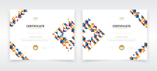 Modern and colorful certificate template set in landscape orientation