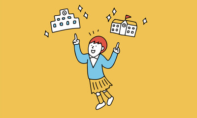 志望校を迷う中学生・高校生のイラスト