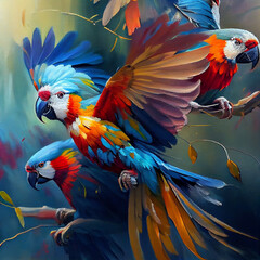 Obraz premium Colourful Birds Flying