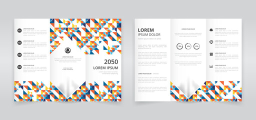 Modern and colorful trifold brochure template, trifold flyer layout, pamphlet, leaflet