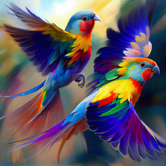 Obraz premium Colourful Birds Flying