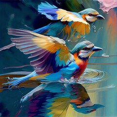 Obraz premium Colourful Birds Flying