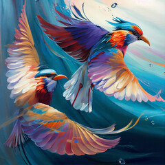 Colourful Birds Flying