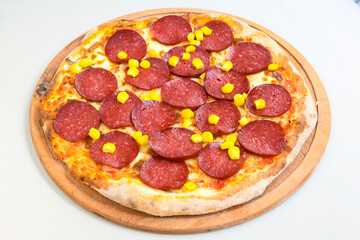 Delicious mixed pizza with rich content. Menu concept of choice and diversity. Karisik pizza