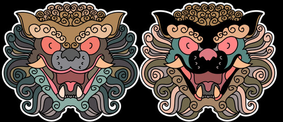 Tiger face sticker vector.Tiger head traditional tattoo.Vector of Japanese tiger for sticker or printing on T-shirt.