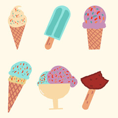 Ice cream hand drawing design collection