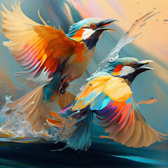 Obraz premium Colourful Birds Flying