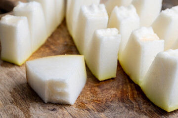 Sliced ripe melon , close up