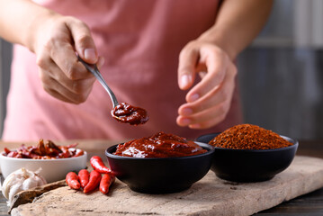 Gochujang (red chili paste), spicy and sweet fermented condiment in Korean food
