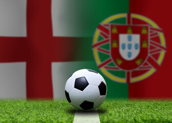 Fototapeta premium Football Cup competition between the national England and national Portuguese.