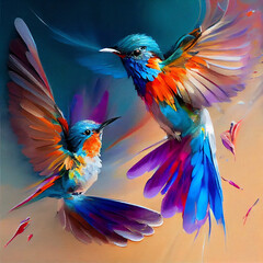 Obraz premium Colourful Birds Flying
