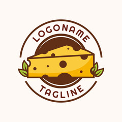 Cheese logo template, suitable for restaurant, cheese production and food industry logo