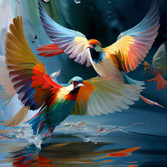 Colourful Birds Flying