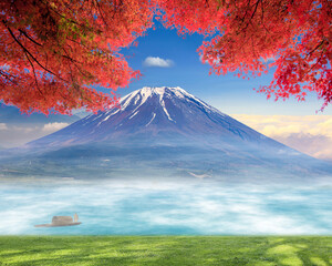 Fototapeta premium 3d rendering of nice view with beautiful fuji mountaion