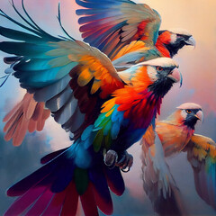 Fototapeta premium Colourful Birds Flying
