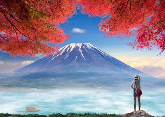 Fotobehang Fuji 3d rendering of nice view with beautiful fuji mountaion