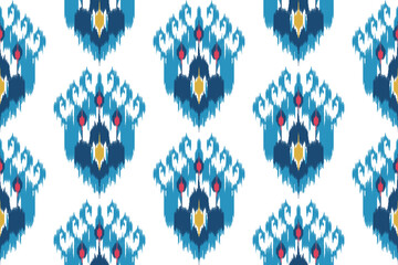 Ikat ethnic seamless pattern decoration design. Tribal native motif ornaments African American folk traditional embroidery vector. Aztec fabric carpet boho mandalas textile decor wallpaper 