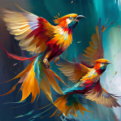 Fototapeta premium Colourful Birds Flying