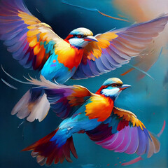 Fototapeta premium Colourful Birds Flying
