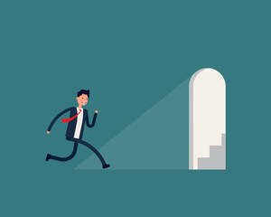 Business people with the way to success. Vector illustration achievement business concept