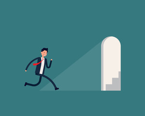 Business people with the way to success. Vector illustration achievement business concept