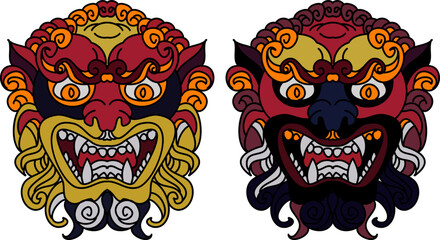Tiger face sticker vector.Tiger head traditional tattoo.Vector of Japanese tiger for sticker or printing on T-shirt.