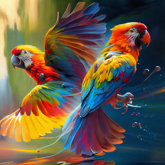 Obraz premium Colourful Birds Flying